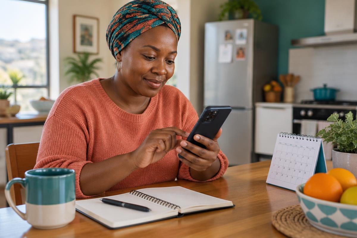 A person checking a calendar on a phone